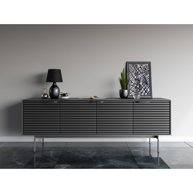 Align Media Console, Satin White, 28.5”H x 81”L x 18”W