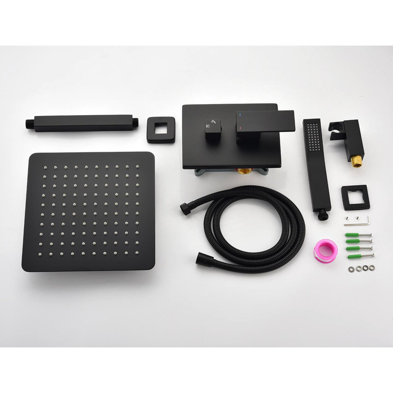 Ceiling Mount Shower Head - Relaxing Matte Black Mounted System, Brass & Stainless, Powerful Bath,, Matte Black