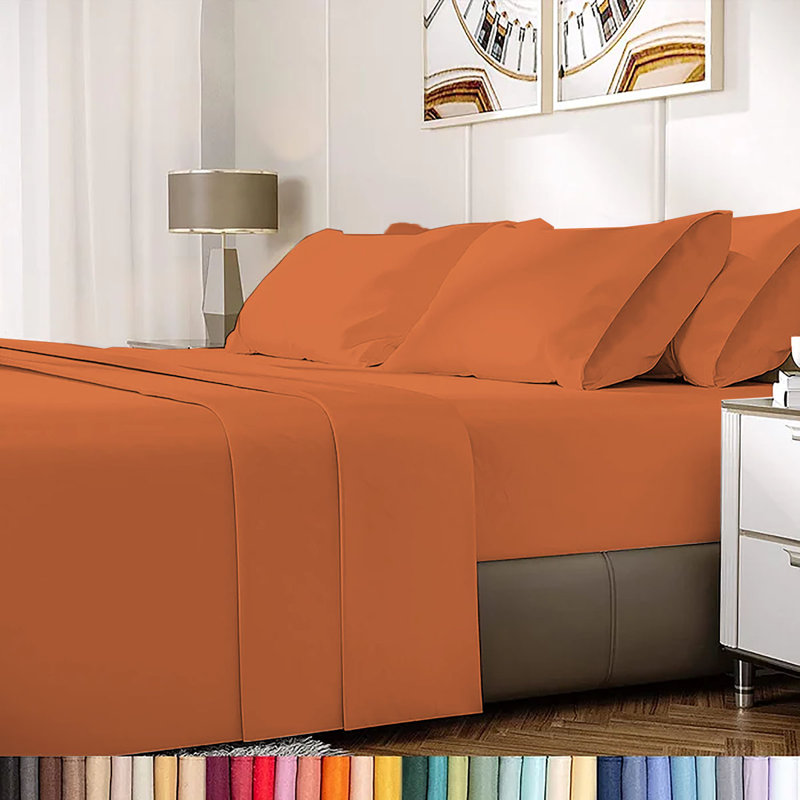 6-Piece Rayon From Bamboo Blend Sheet Set, King Sheet Set + 1 Fitted Sheet + 4 Pillowcases, Coral Pink