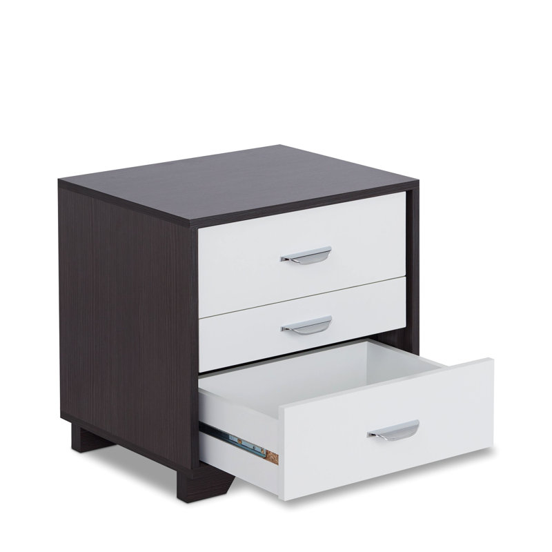 Élégante table rectangulaire blanche et noire à 3 tiroirs en bois composite
