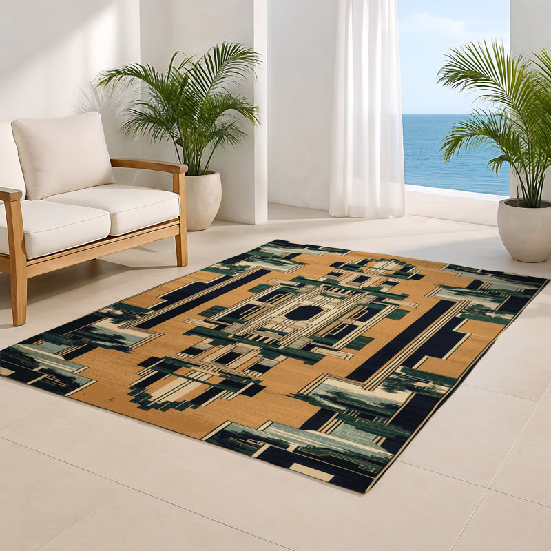 Tapis intérieur et extérieur ArtDeco, Rectangulaire 8 pi x 10 pi