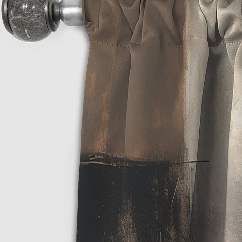 Black Mid Century Fusion III - Midcentury Curtain - Blackout Abstract Curtain - 1 Panels, 52" W x 108" L