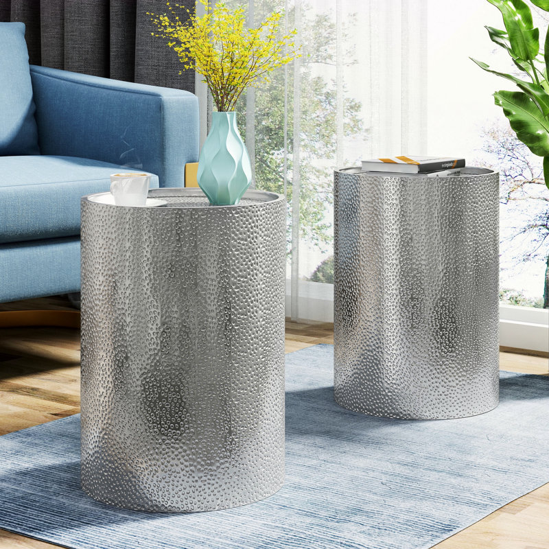 Table d'appoint en métal, Argent