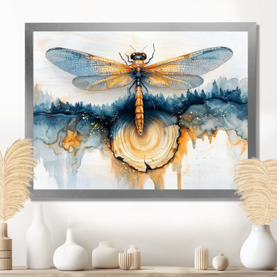 Modern Aqua Dragonfly Serenade I - Dragonfly Wall Art for Living Room