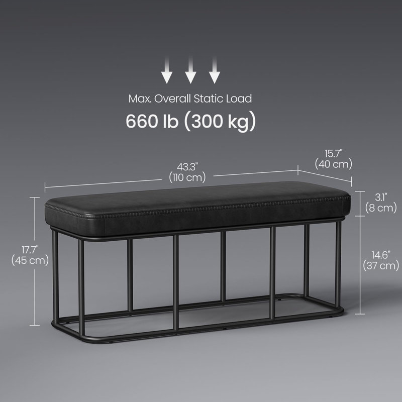Tarita Upholstered Bench, Black