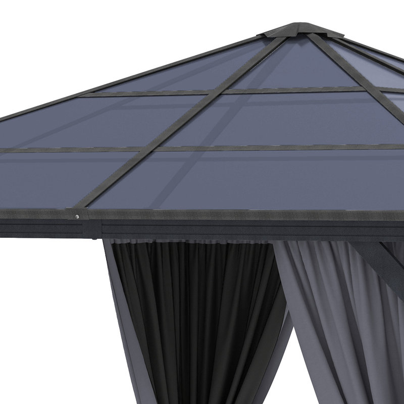 10 Ft. W x 10 Ft. D and 12 Ft. W x 10 Ft. D Patio Gazebo with Curtains, 10 Ft. W x 10 Ft. D