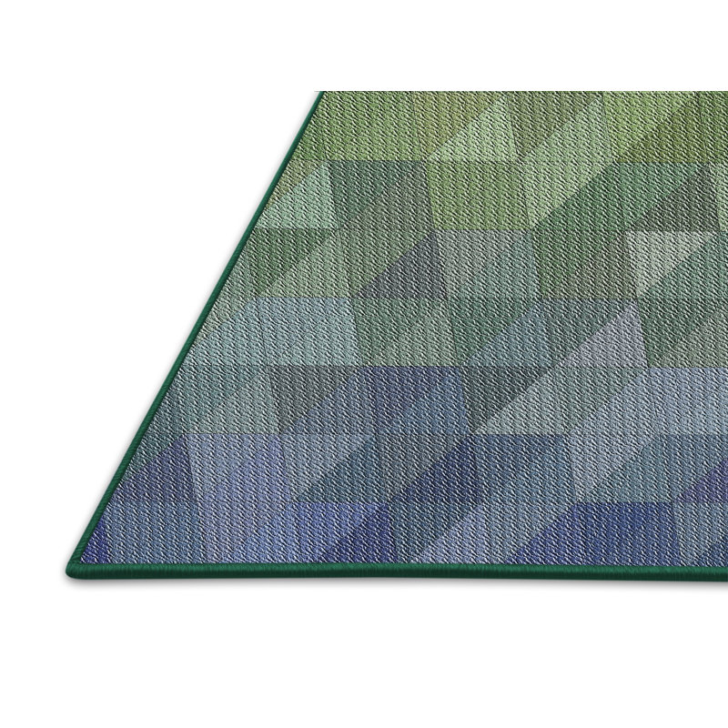 Tapis vert/bleu foncé à motifs, Rectangle 3 pi x 5 pi