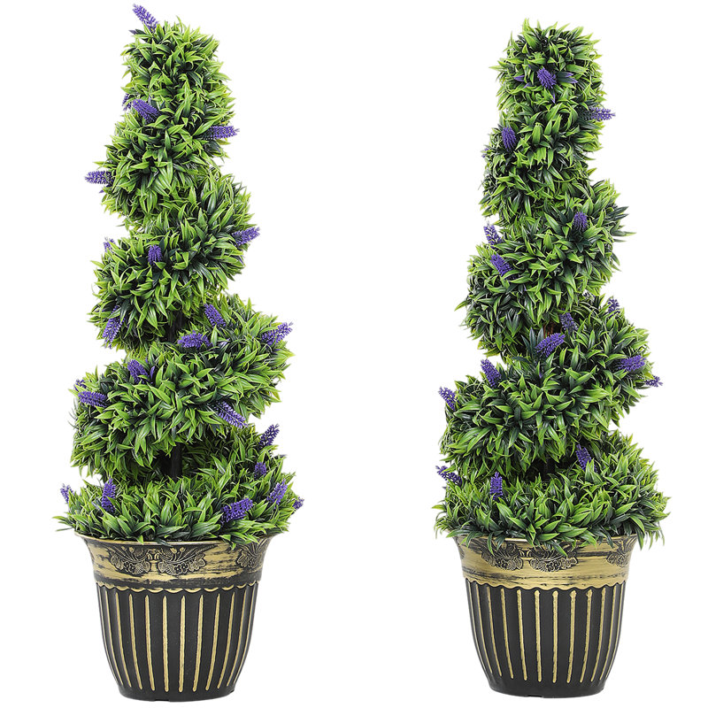 90cm Faux Lavender Plant in Cement Pot