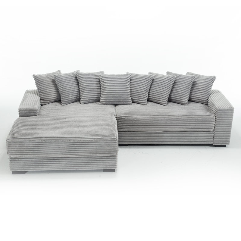 Canapé en velours côtelé modulaire à compression, Face à la gauche, Velours côtelé gris