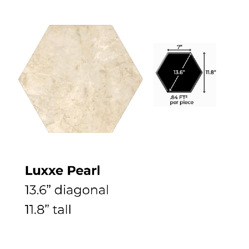 NEW ADURA®APEX with Microban® Luxxe Hexagon 13.6" x 11.8" x 5mm Luxury Vinyl Tile in Pearl, Pearl