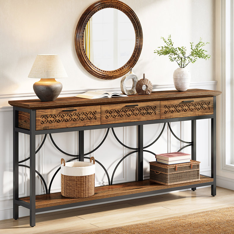 70.8" Console Table with 3 Drawers and Shelves