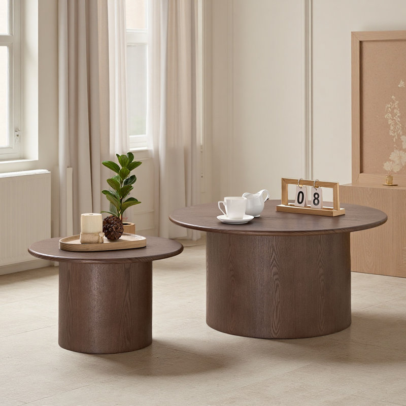 Ensemble de 2 tables basses rondes en MDF pour le salon
