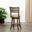 Tabouret à dossier à lattes de 24 po de hauteur comptoir avec pivot, finition gris patiné, siège en cuir français pivotant-1876970652-1876970654