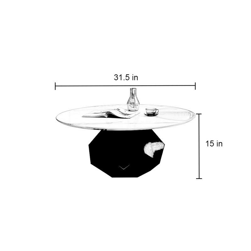 Table basse moderne simple ronde en marbre, Noir, noir, noir, noir