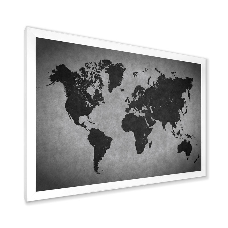 Ancienne carte du monde, reproduction d'art sur toile, H 30 po x l 40 po x 1,5 po, Blanc