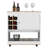 Lotus Bar Cart, Six Bottle Cubbies, One Cabinet, Four Casters, Light Oak / White