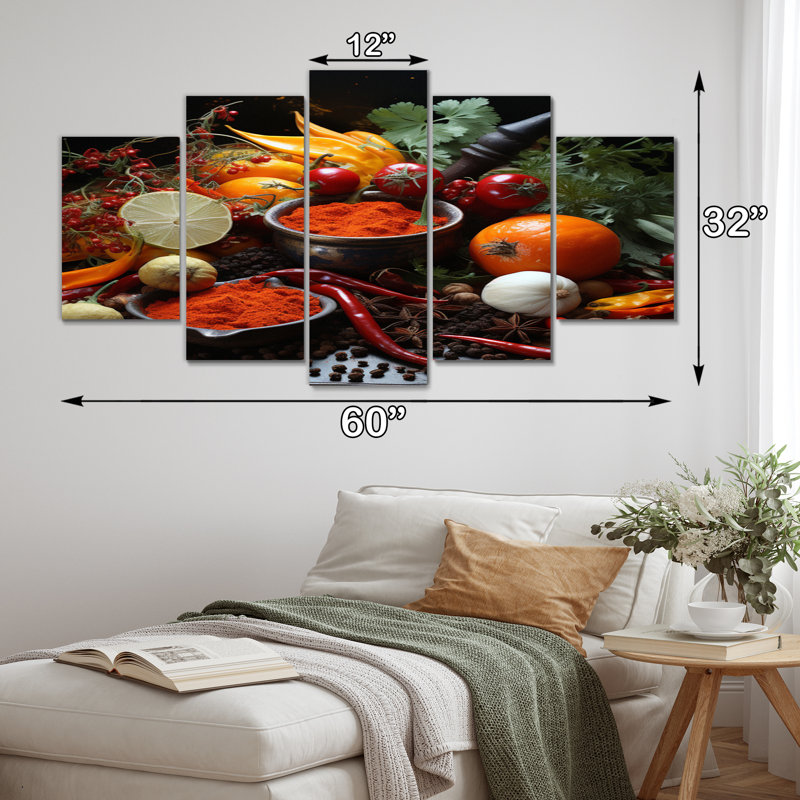 Oriental Spices Food I - Décoration murale aliments et boissons - 5 panneaux