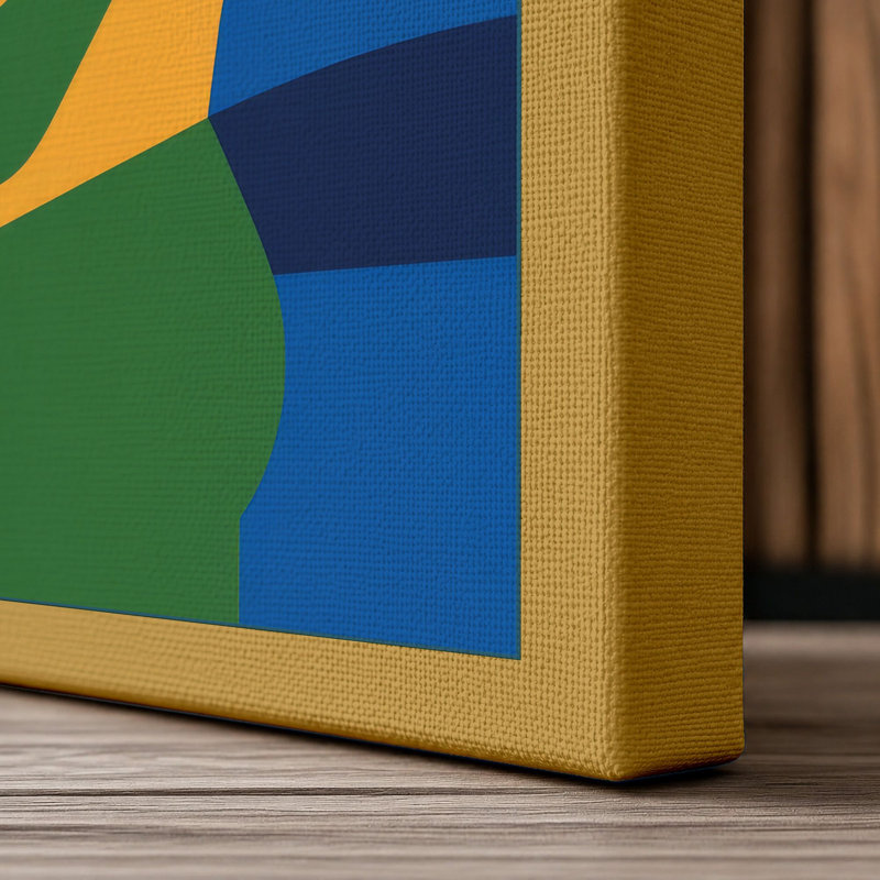 Figures in Embrace Geometric 1 Piece Wrapped Canvas Wall Art, 24x16 - 61.0 x 40.6 cm, Ochre Border