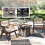 Square Metal Outdoor Side Table With Umbrella Hole , 55cm W 55cm D
