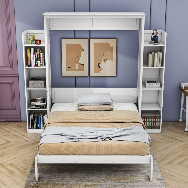 Nicara Murphy Storage Bed, White, Queen