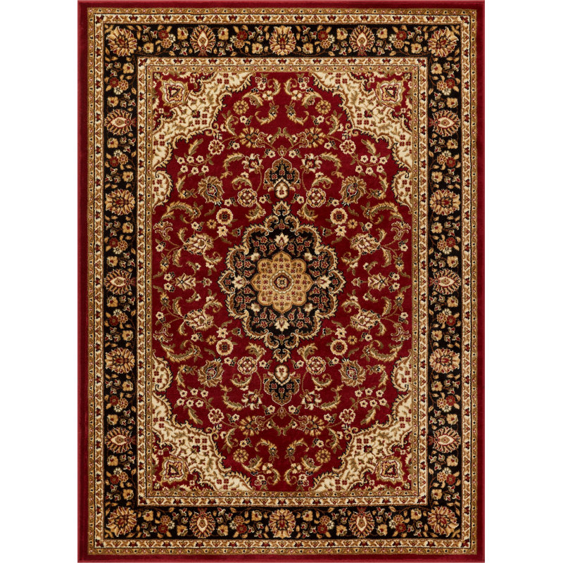Cobbins Medallion Kashan Red Traditional Rug, Rectangle 2'3" x 3'11"