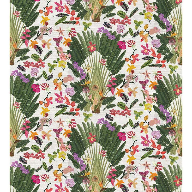 Regency Moderne Floral Metallic Wallpaper Roll, Green/White