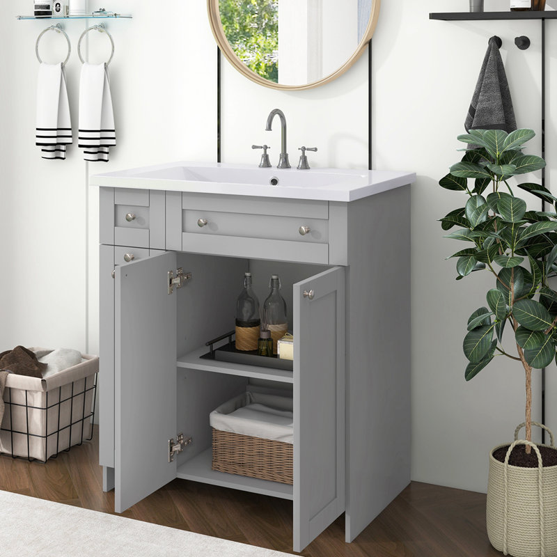 Meuble-lavabo moderne 30 po, Gris