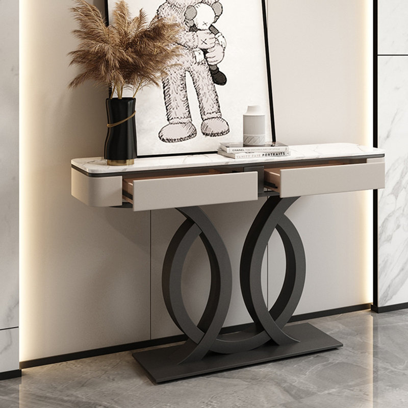 Console de luxe italienne, H 33,5 po x l 39,4 po x P 13,8 po, Noir