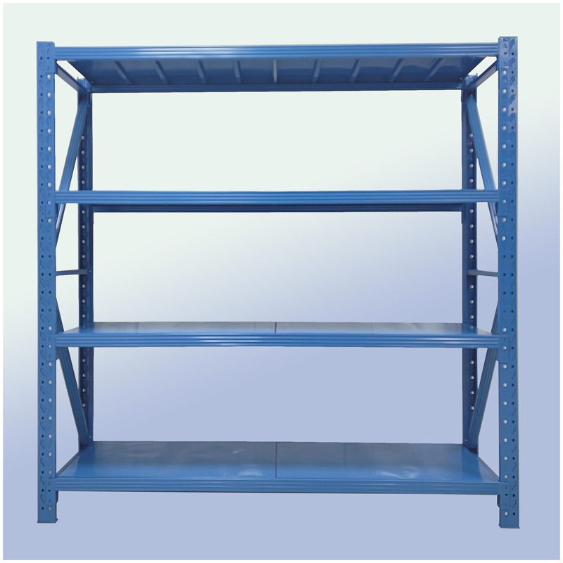 Étagère de garage légère à quatre niveaux, support de rangement réglable en métal, adapté aux entrepôts et aux maisons, support de rangement en acier bleu