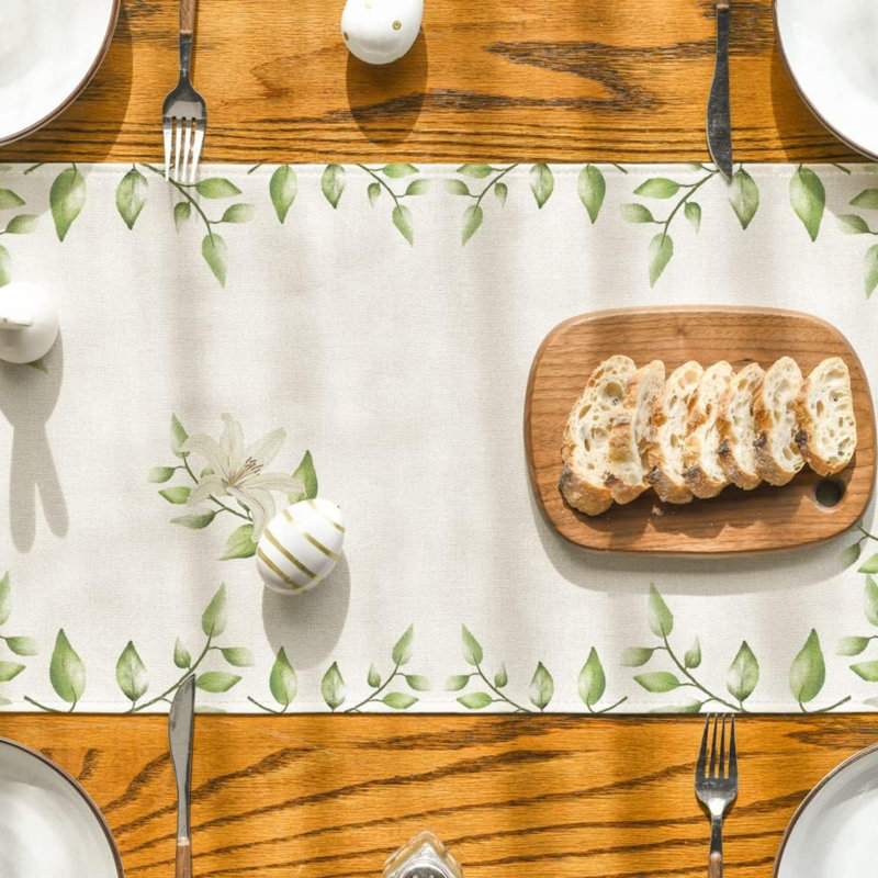 He Is Risen Easter Table Runner, Spring Seasonal Holiday Kitchen Dining Table Decoration For Indoor Outdoor Home Party Decor