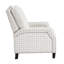 Fauteuil de style transitionnel, tissu écossais noir, siège renforcé en métal, rembourrage en mousse sur ressorts ensachés, coussins de dossier et de siège attachés, pieds en bois exposés avec finition, fonction de poussée,