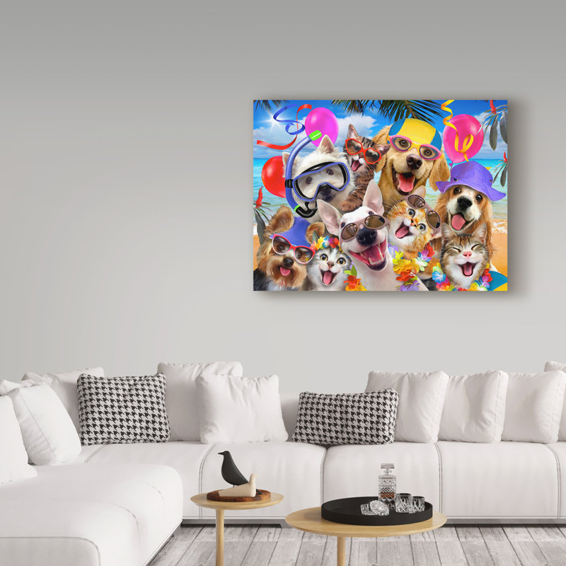 « beach animaux », reproduction d’impression sur toile tendue, H 24 po x l 32 po x P 2 po