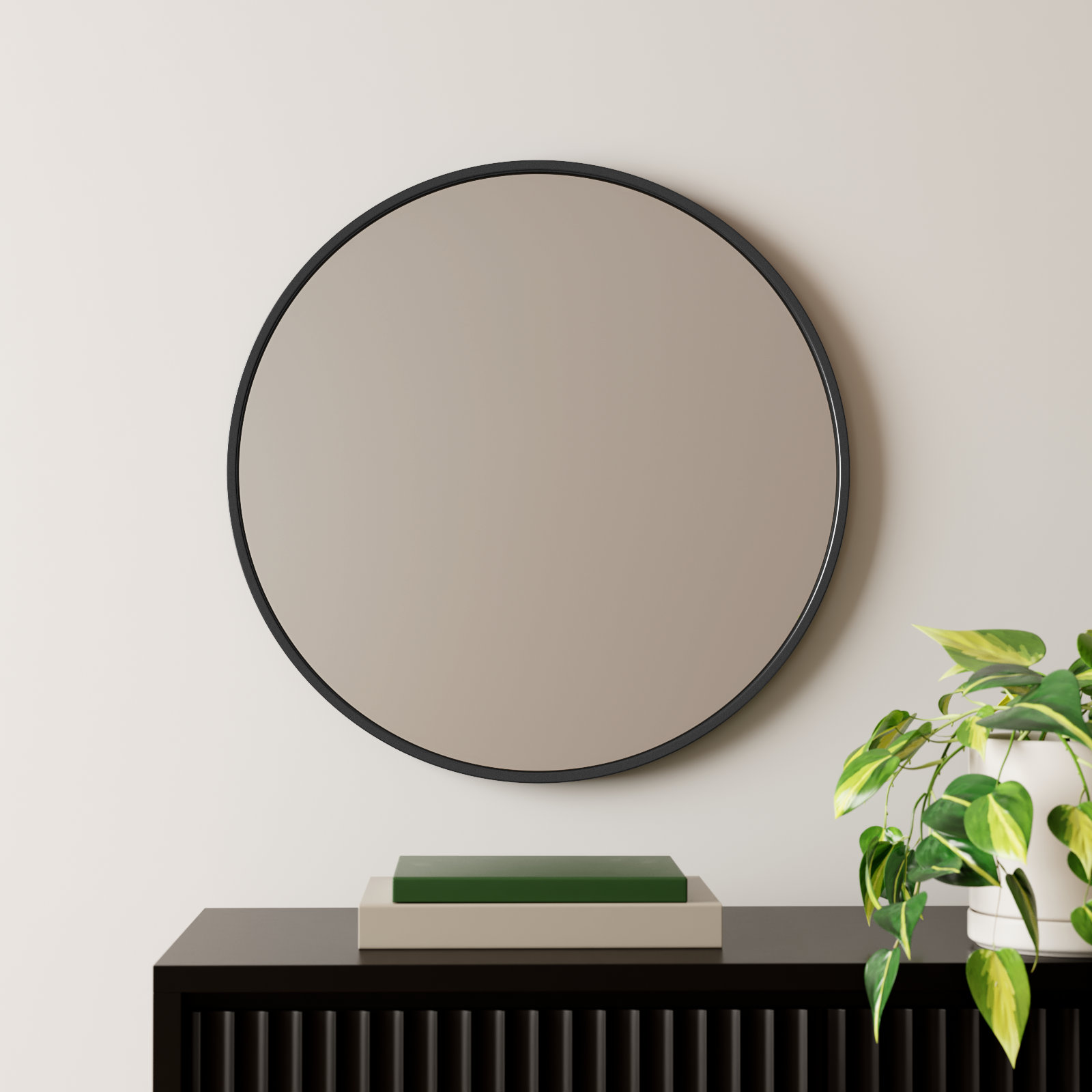 Sabine Metal Round Wall Mirror, 48" x 48", Black