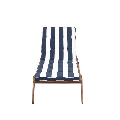 Mujdat 195 cm Long Reclining Acacia Single Chaise with Cushions and with Table