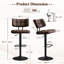 Tabourets de bar pivotants de 19,3 po de largeur, recouverts de similicuir, hauteur de comptoir réglable, avec repose-pieds, coussin épais et dossier incurvé (ensemble de 2)-1698309268