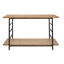 Console 48 po x 16 po x 32 po à 2 niveaux en bois et fer avec structure noire et tablette de rangement, industrielle / moderne / minimaliste