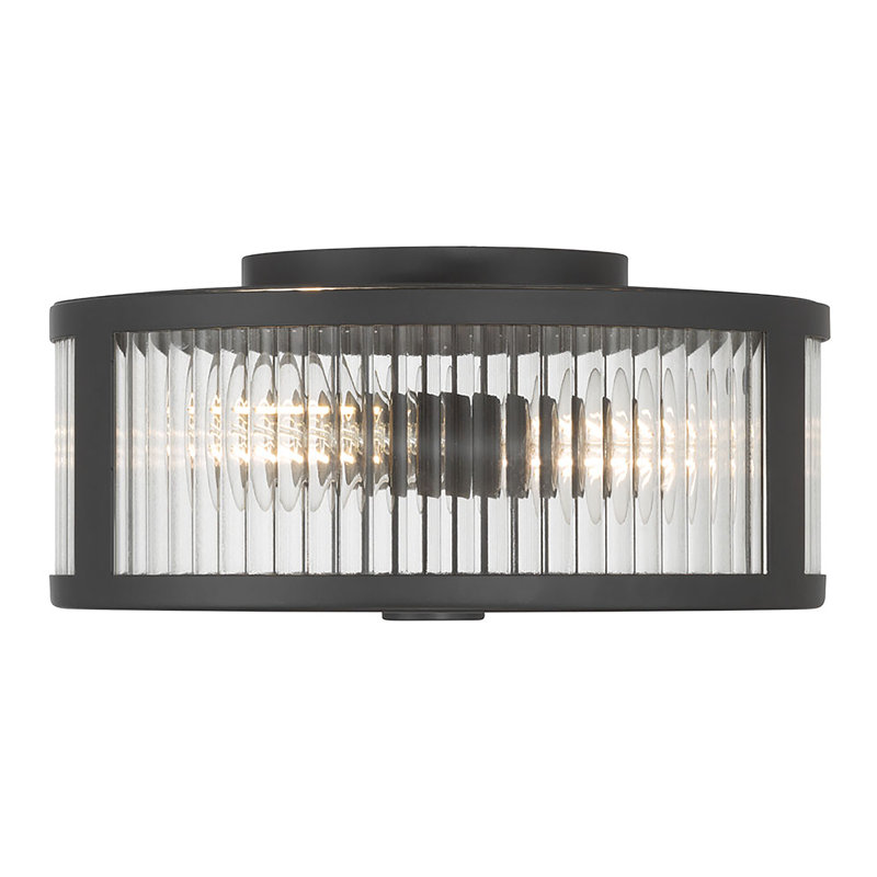 Gabrie 11.75" Wide 3-Light Flush Mount, Matte Black