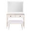 Bureau de coiffeuse blanc moderne avec miroir et tabouret, table de maquillage avec 2 tiroirs, mobilier de bureau personnel | Idée de cadeau