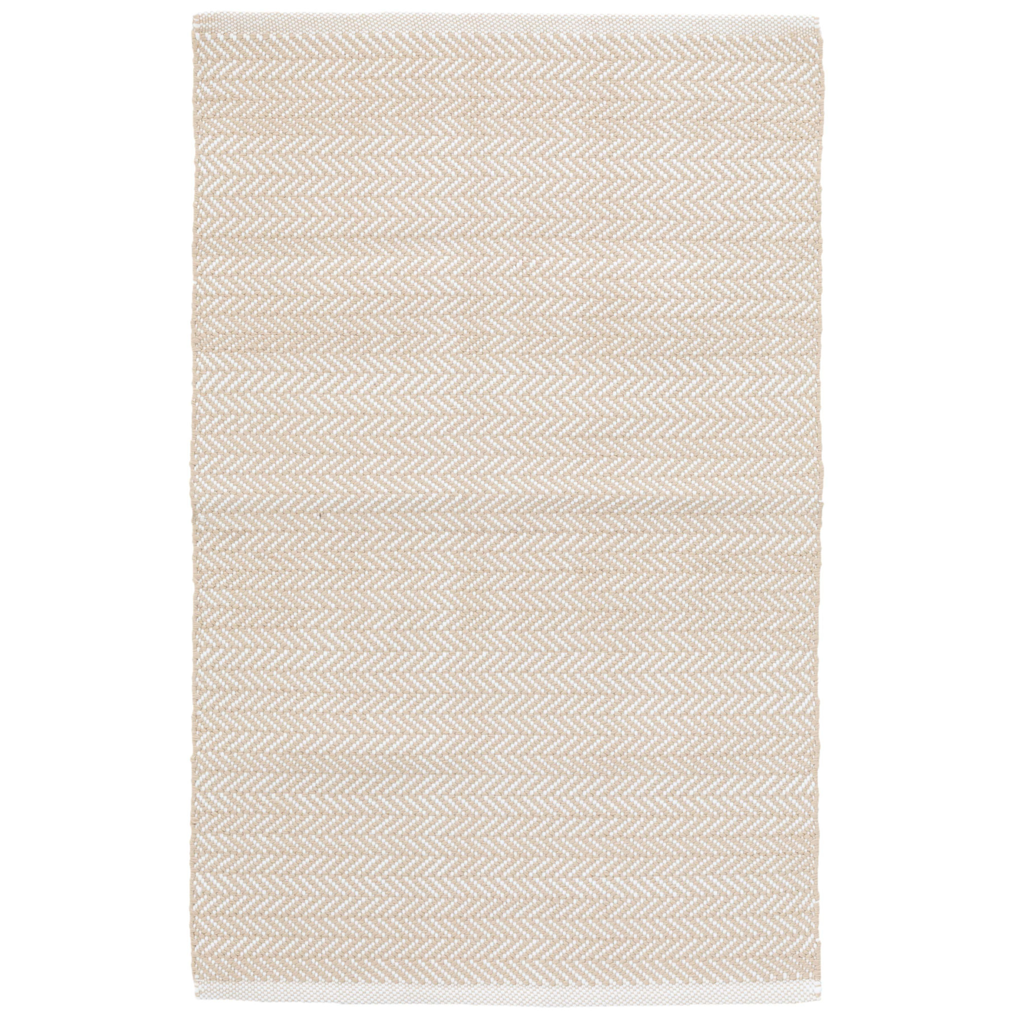 Herringbone Linen/White Handwoven Indoor/Outdoor Rug, Rectangle 3' x 5'