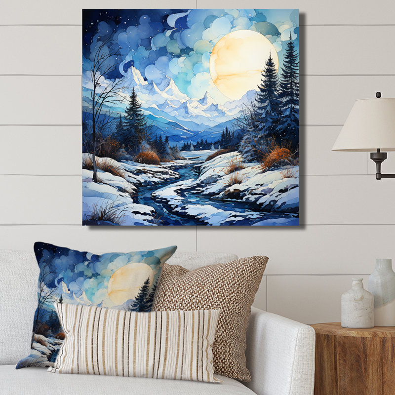 Winter Snowy Peaks VII - Paysages, décoration murale, H 36 po x l 36 po x P 1,5 po, Toile tendue