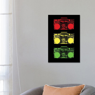 Boom Box Cubed Rasta 1 Piece Wrapped Canvas Wall Art