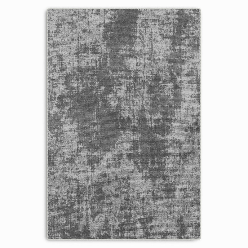 Middlefield Gray Abstract Cotton Chenille Area Rug, Square 4'