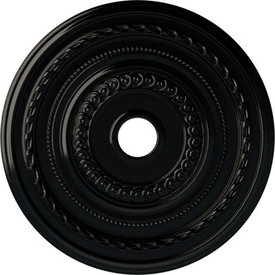 Endurathane Cole Ceiling Medallion, 25 3/8"OD x 3 3/8"ID x 1 3/8"P (Fits Canopies up to 9 1/8"), Hand-Painted Black Pearl Finish