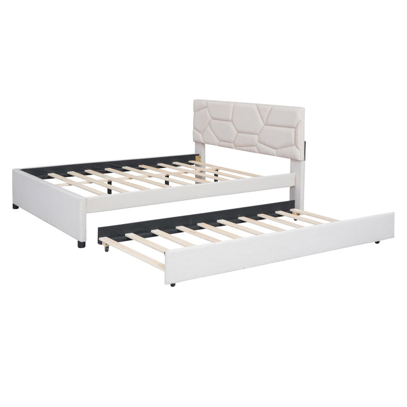 Lit tapissier Jaesa, Beige, Grand