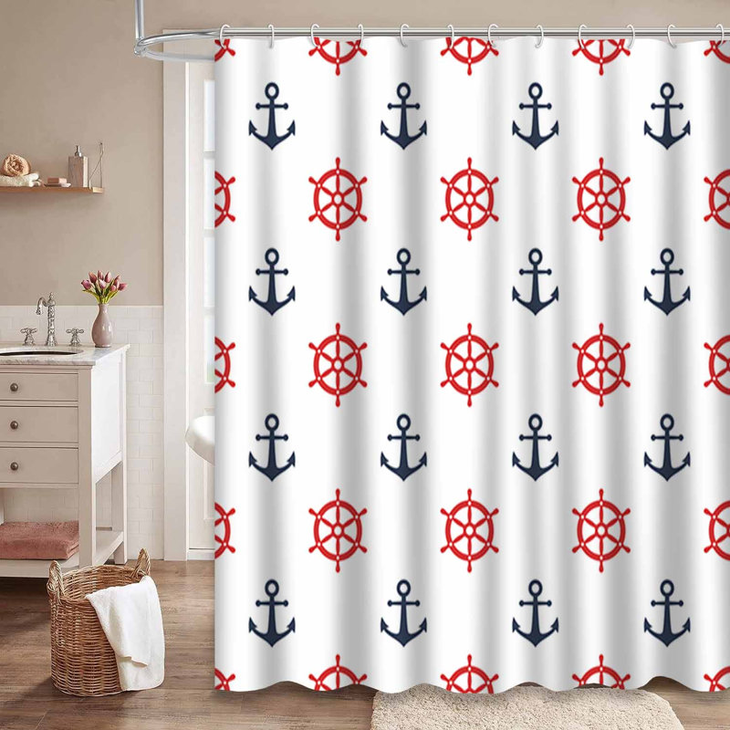 Rideau de douche rouge avec 12 crochets, L 72 po x l 78 po