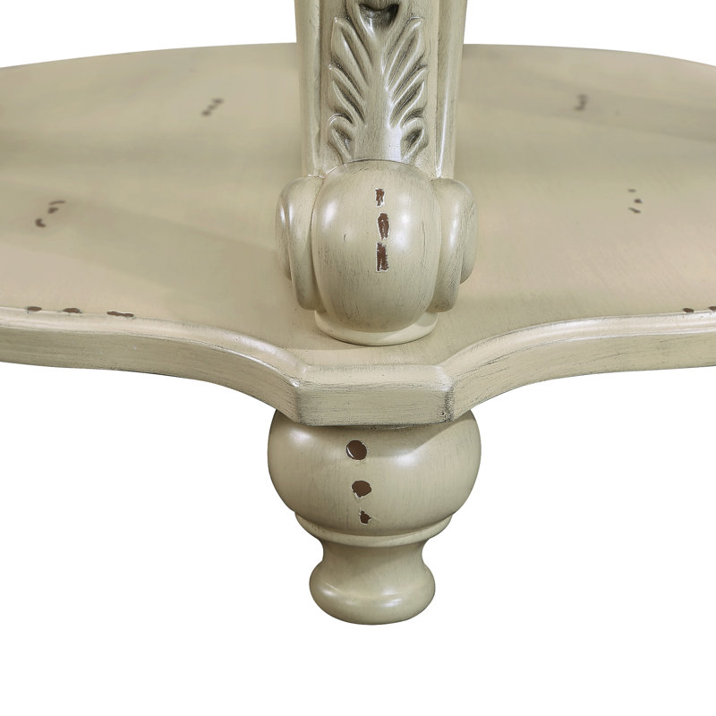 Table d'appoint 22 po en bois massif et beige, avec tablette, pour le salon, facile à assembler, finition thermolaquée, table de bout arrondie sécuritaire à coins arrondis à deux tons, bois, placage, design