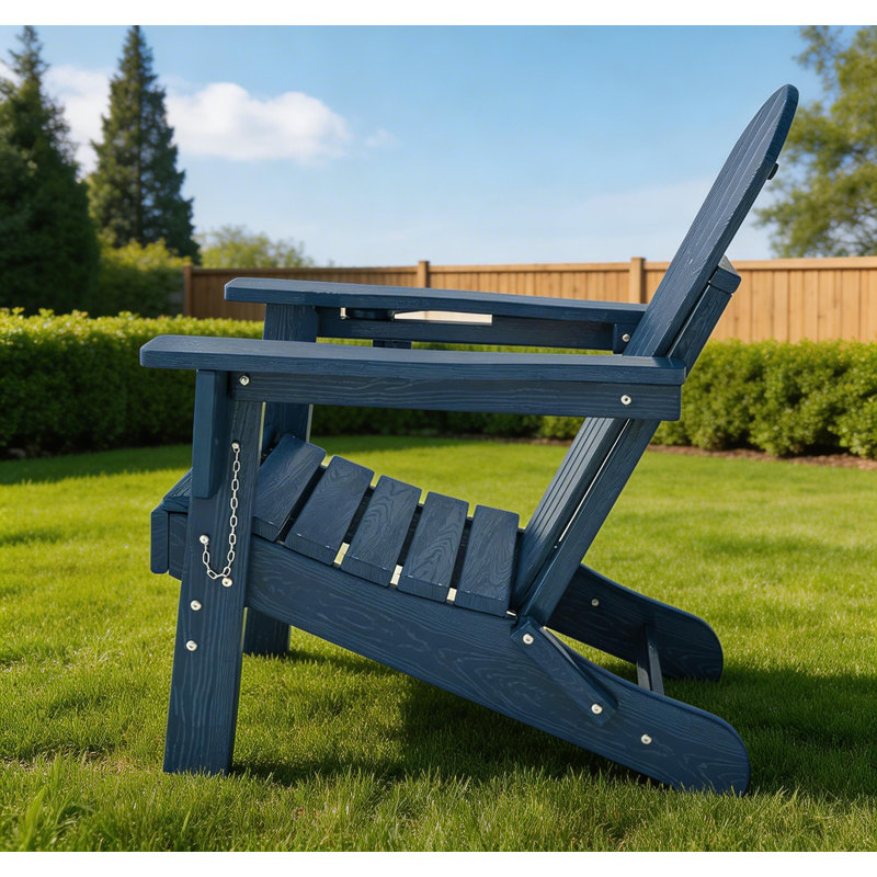 Folding Adirondack Chair, with Cup Holder, Navy