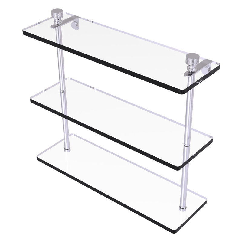 Ballenas 3 Piece Tiered Shelf, Satin Chrome, 15" H x 16" W x 5" D