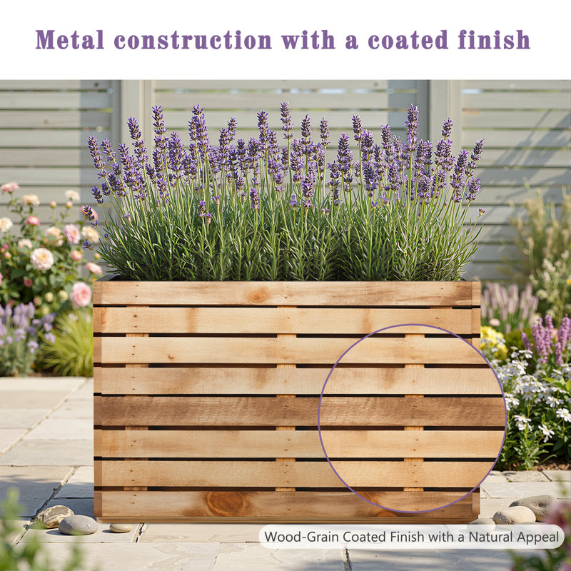 Large Rectangular Planter - Metal Rectangular Planter Box with Drainage Holes for Indoor and Outdoor Use