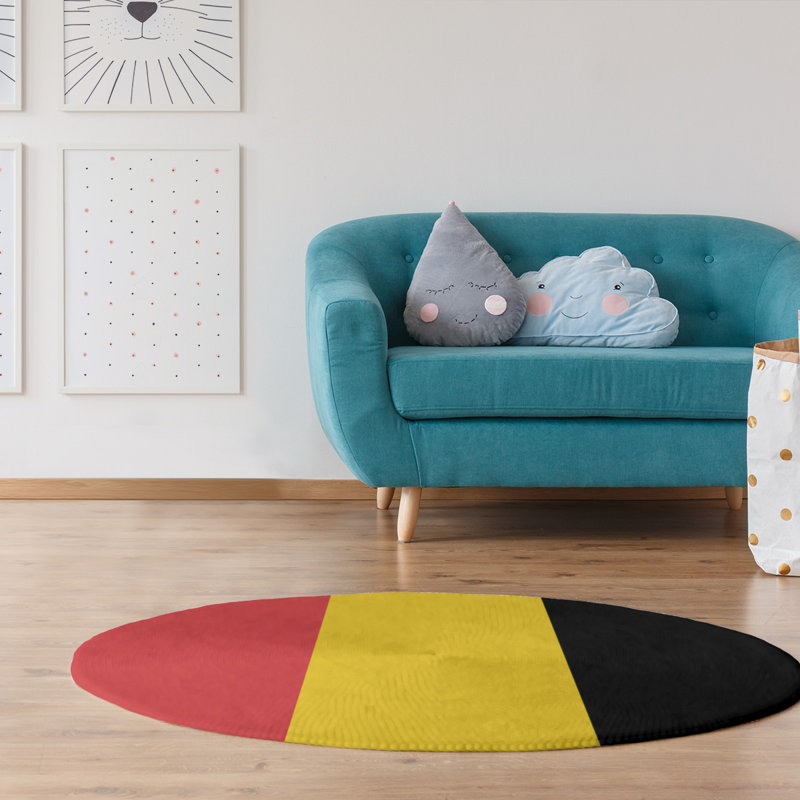 Tapis de zone rouge/jaune, Rond 5 pi